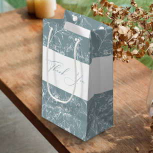 Vintage Timeless Floral Blue Baby Shower Favour Small Gift Bag