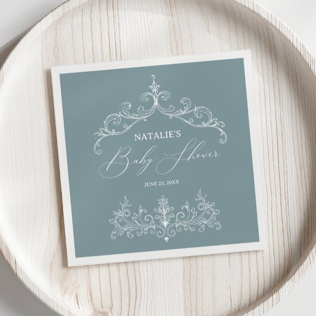 Vintage Timeless Floral Blue Baby Shower Napkins (Creator Uploaded)