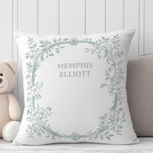 Vintage Timeless Floral Green Baby Cushion (Creator Uploaded)