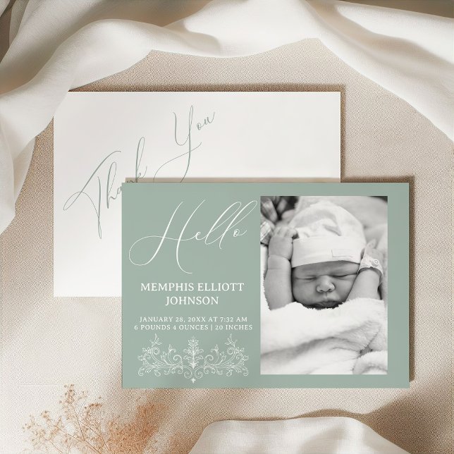 Vintage Timeless Floral Green Baby Invitation (Creator Uploaded)