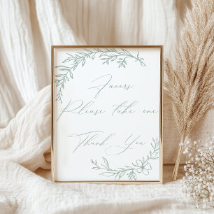 Vintage Timeless Floral Green Baby Shower Favours Poster