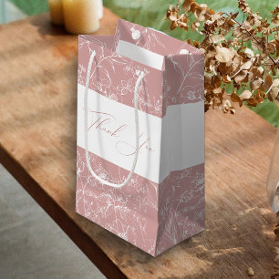 Vintage Timeless Floral Pink Baby Shower Favour Small Gift Bag