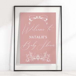Vintage Timeless Floral Pink Baby Shower Sign