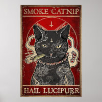 Vintage Tin Sign Smoke Catnip, Retro Metal