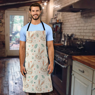 Vintage Tiny Bunny Faces with Roses Pattern Apron