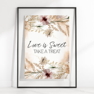 Vintage Tiny Floral Wedding Love Is Sweet Favour Poster