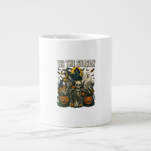 Vintage Tis Season Halloween Skeleton Retro Large Coffee Mug