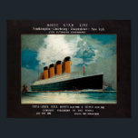 Vintage Titanic White Star Line Art Poster<br><div class="desc">Vintage White Star Line Titanic art. High quality,  custom restored vintage map image that would look great framed.</div>