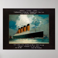 Vintage Titanic White Star Line Art Poster