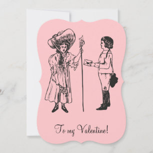 Vintage To my Valentine boy girl letter pink Holiday Card