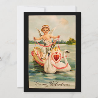 Vintage To My Valentine Cherub & Swans Boat Holiday Card
