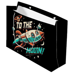 Vintage To The Moon Rocket ship Large Gift Bag