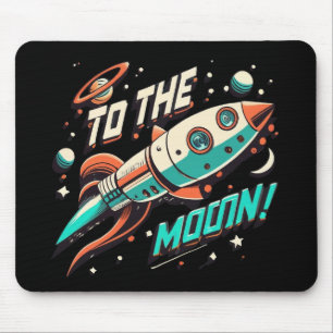 Vintage To The Moon Rocket ship Mouse Pad