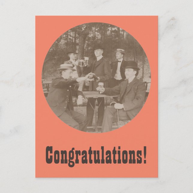Vintage Toast Congratulations Party Men Postcard (Front)