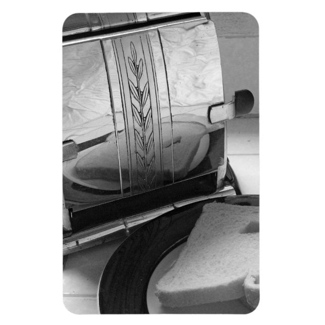 Vintage Toaster Black White Photo Fridge Magnet (Vertical)