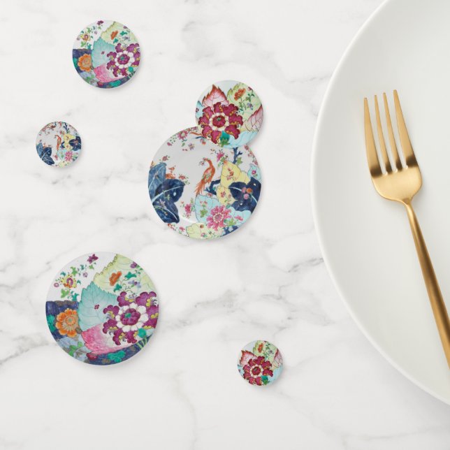 vintage Tobacco Leaf blue white pink green Confetti (Group)