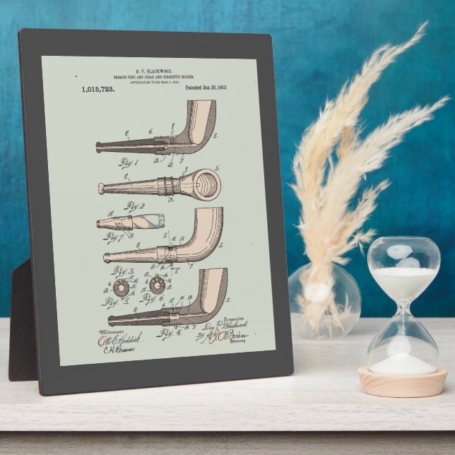 Vintage Tobacco Pipe Patent Plaque (Side)