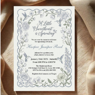 Vintage Toile A Little Sweetheart Is Sprouting Invitation