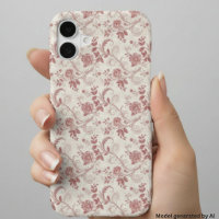 Vintage Toile De Jouy Dusty Rose Pattern