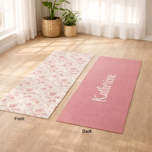 Vintage Toile De Jouy Dusty Rose Pattern Yoga Mat