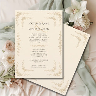 Vintage Toile French Neutral Wedding  Invitation