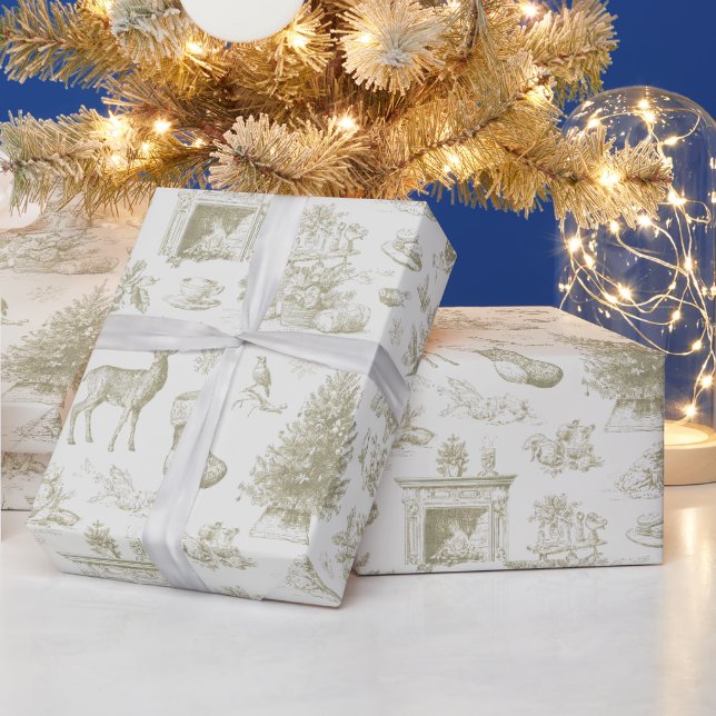 Vintage Toile Winter Seamless Pattern Holiday Wrapping Paper (Holidays)