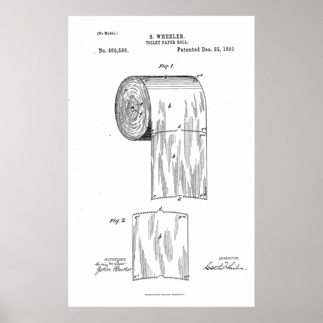 Vintage Toilet Paper Invention Patent (1891) Poster (Front)
