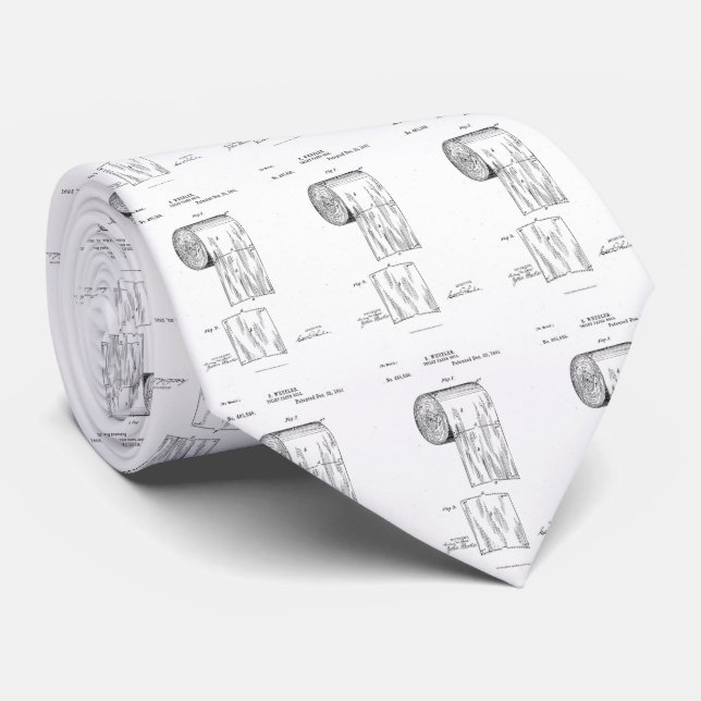 Vintage Toilet Paper Invention Patent (1891) Tie (Rolled)