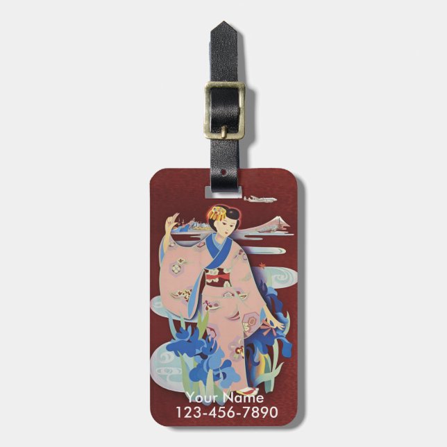 Vintage Tokto Japan Travel Custom Luggage Tag (Front Vertical)