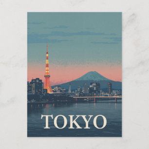 Vintage Tokyo Japan Travel Poster Fuji Postcard