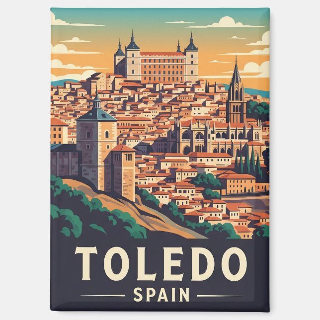 Vintage Toledo Spain Alcazar Travel Magnet (Front)