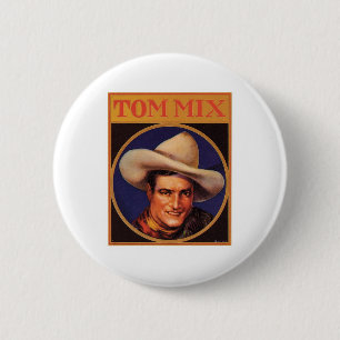 Vintage Tom Mix Cowboy Cigar Label 6 Cm Round Badge