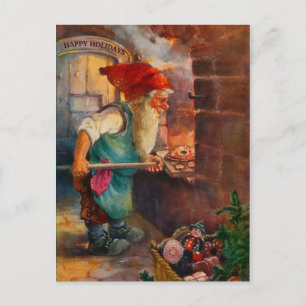 Vintage Tomte or Nisse Gingerbread Baker Beautiful Postcard