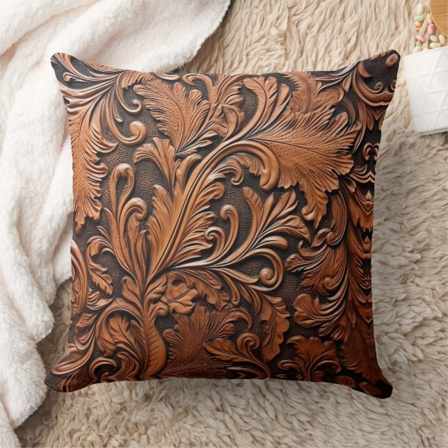 Vintage tooled leather cushion (Blanket)
