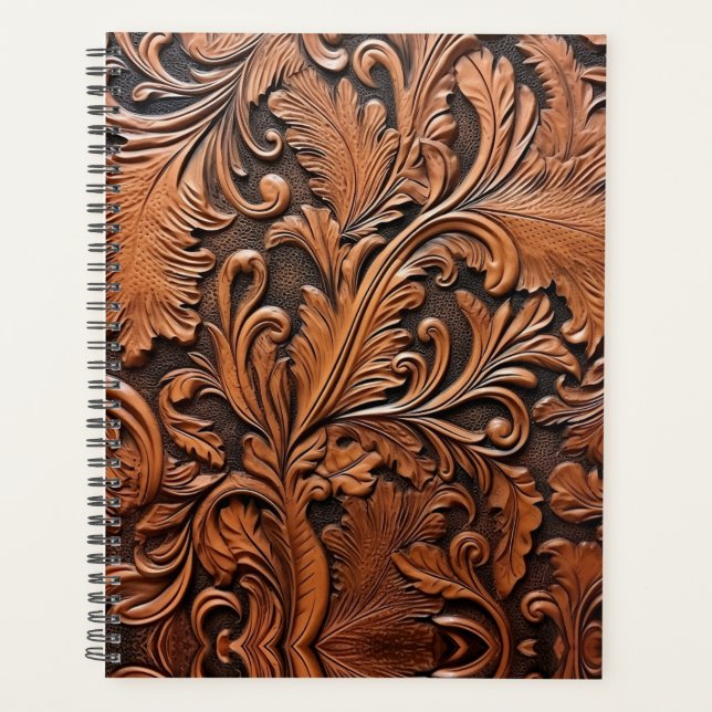 Vintage tooled leather  planner (Front)