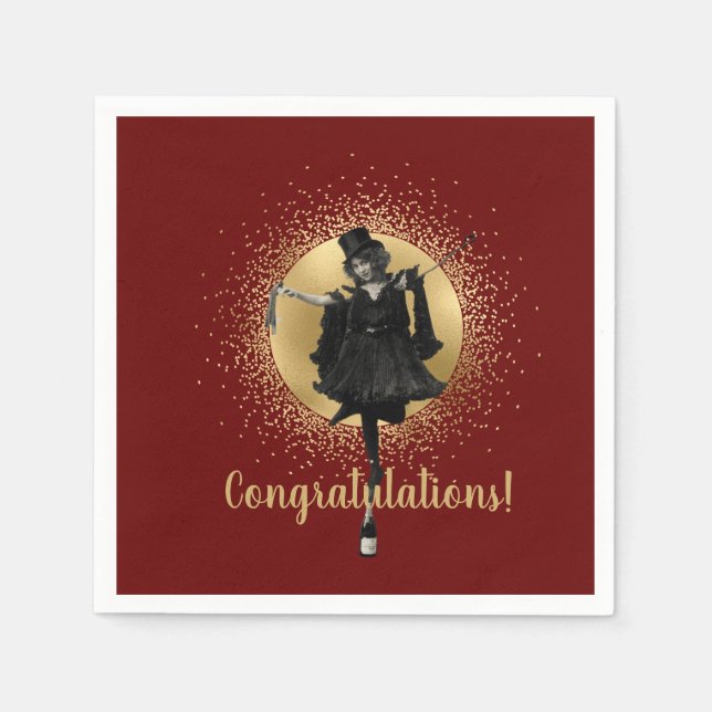 Vintage Top Hat Dancer Congratulations  Napkin (Front)