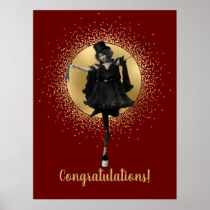 Vintage Top Hat Dancer Congratulations Poster