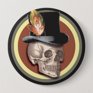 Vintage Top Hat Skull Button