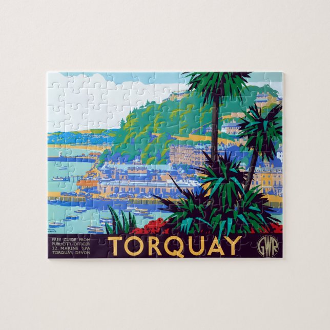 Vintage Torquay Poster Jigsaw Puzzle (Horizontal)