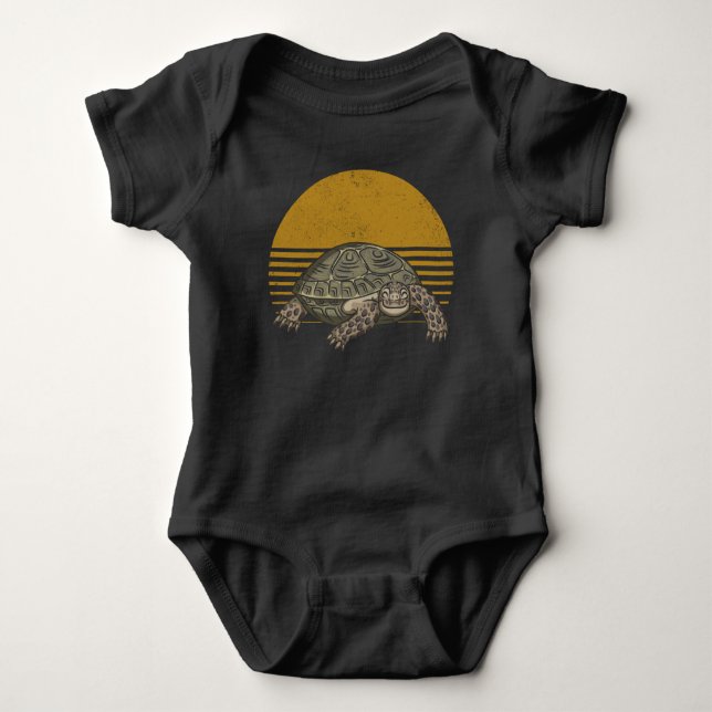 Vintage Tortoise Lover Retro Turtle Baby Bodysuit (Front)