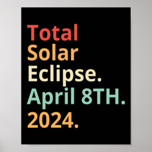 Vintage Total Solar Eclipse April 8 2024 Poster