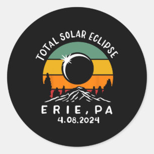 Vintage Total Solar Eclipse Usa Erie Pennsylvania  Classic Round Sticker