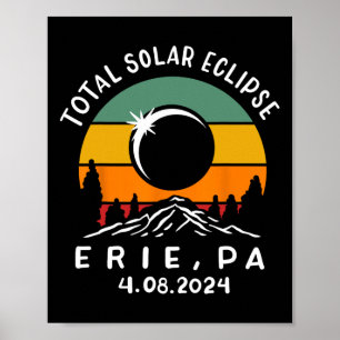 Vintage Total Solar Eclipse Usa Erie Pennsylvania Poster