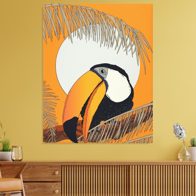 Vintage Toucan Canvas Print (Insitu(LivingRoom))