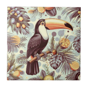 Vintage Toucan Tropical Pattern Tile