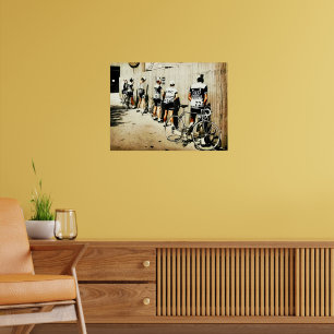 Vintage Tour de France Cyclists' Pee Stop 1970s Co Poster
