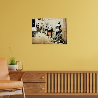 Vintage Tour de France Cyclists' Pee Stop 1970s Co Poster