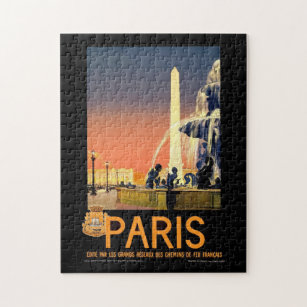 Vintage Tourism Travel Poster Paris Monuments Jigsaw Puzzle