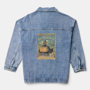 Vintage Tourist Guide to Switzerland Cover Art  Denim Jacket