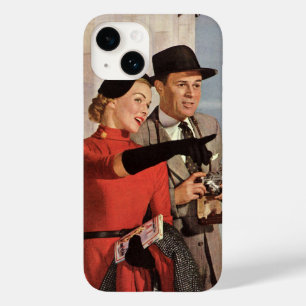 Vintage Tourists at Eiffel Tower, Paris Vacation Case-Mate iPhone 14 Case